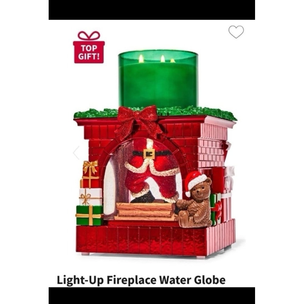 BATH and BODY WORKS FIREPLACE LIGHT UP WATER GLOBE CANDLE HOLDER